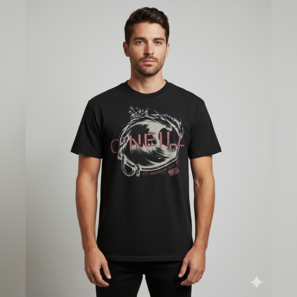 O'Neill Men's Black Short Sleeve Graphic T-Shirt Size Medium GUC 🐈